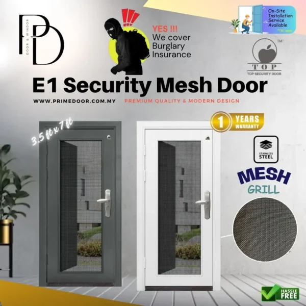 E1-series Mesh Security Door - 3.5 x 7 ft