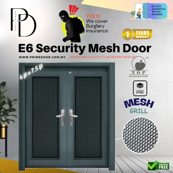 E6-series Mesh Security Door - 6 x 7.5 ft