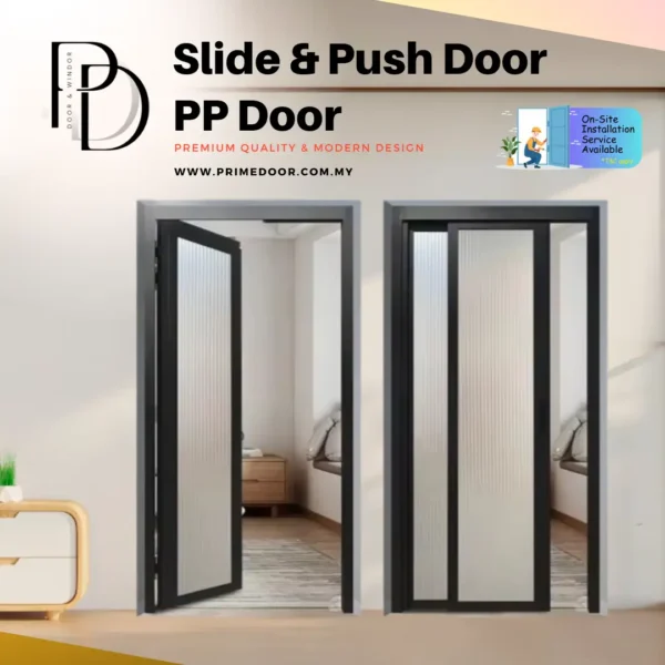 Slide swing door