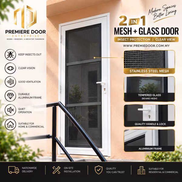 2 in 1 Security Mesh Door <No Hacking Need>